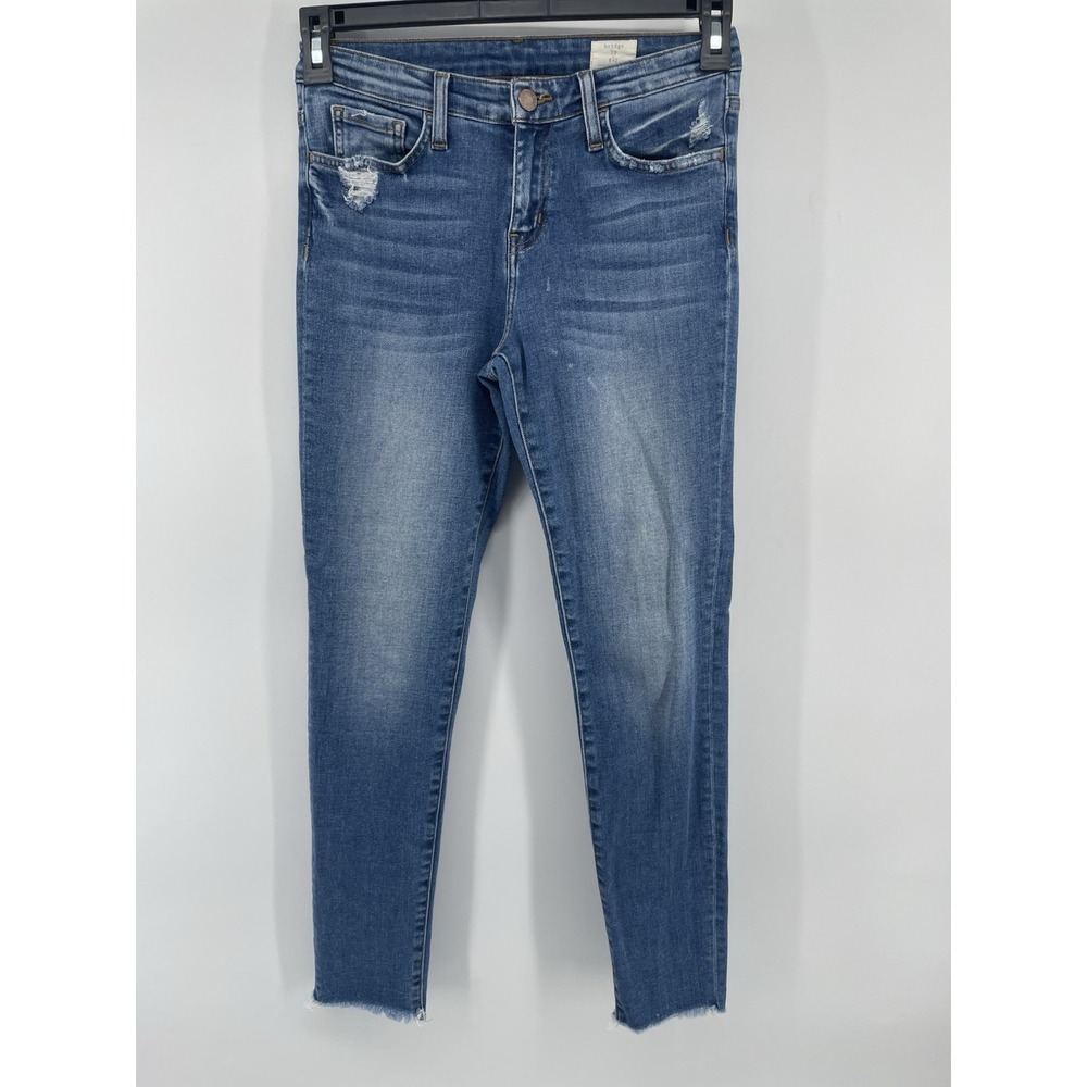 Bridge by Gly Ankle Skinny Jeans Womens 26 Blue Distressed Mid Ri Boho